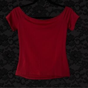Garage Red Off-Shoulder Tee